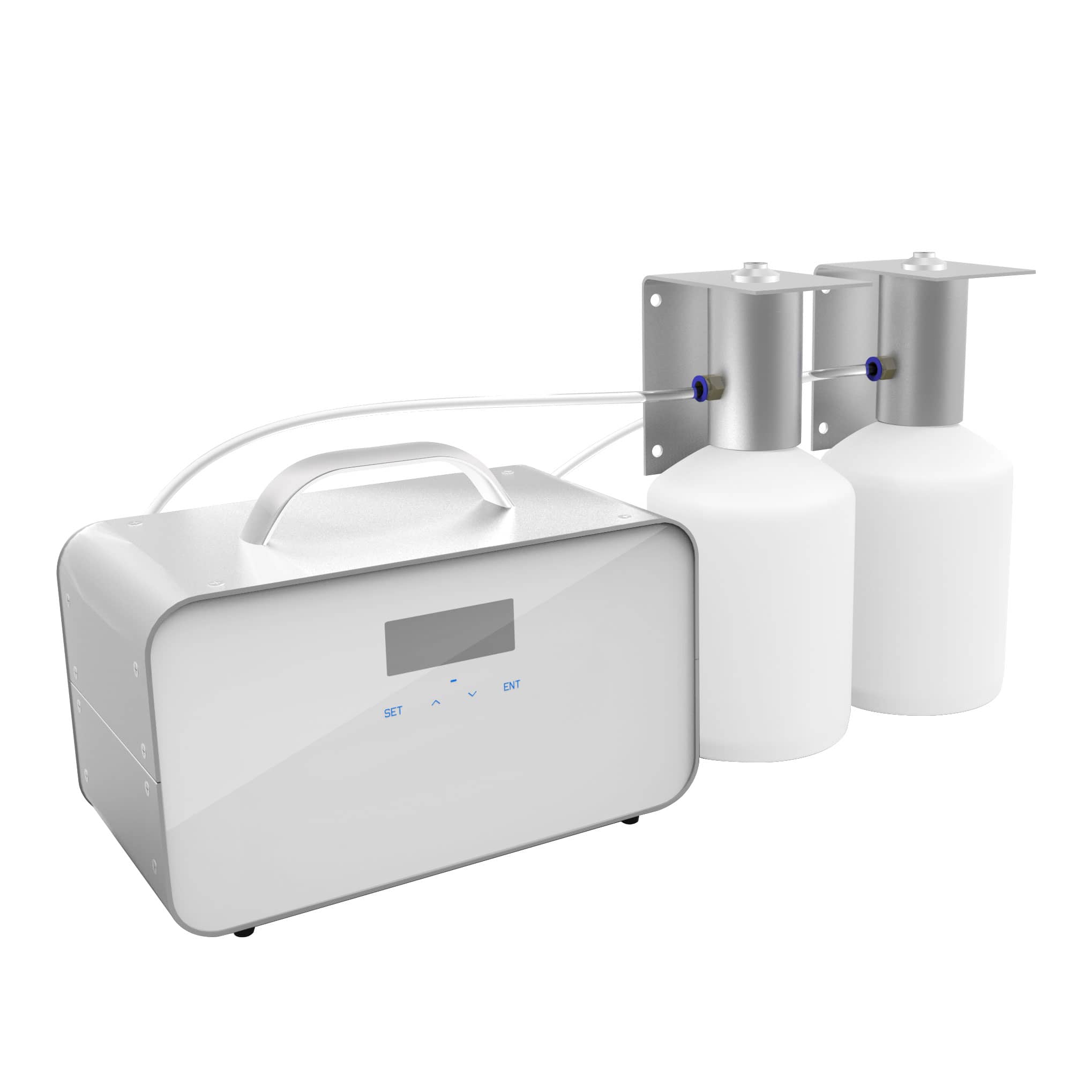 AromaPower SE5000 Kvapų difuzorius, pritaikytas labai didelėms patalpoms iki 1700 kv. m, yra galingas sprendimas didelėms erdvėms. Su 2500 ml kvapo talpa ir pažangia dviejų skysčių purškimo technologija